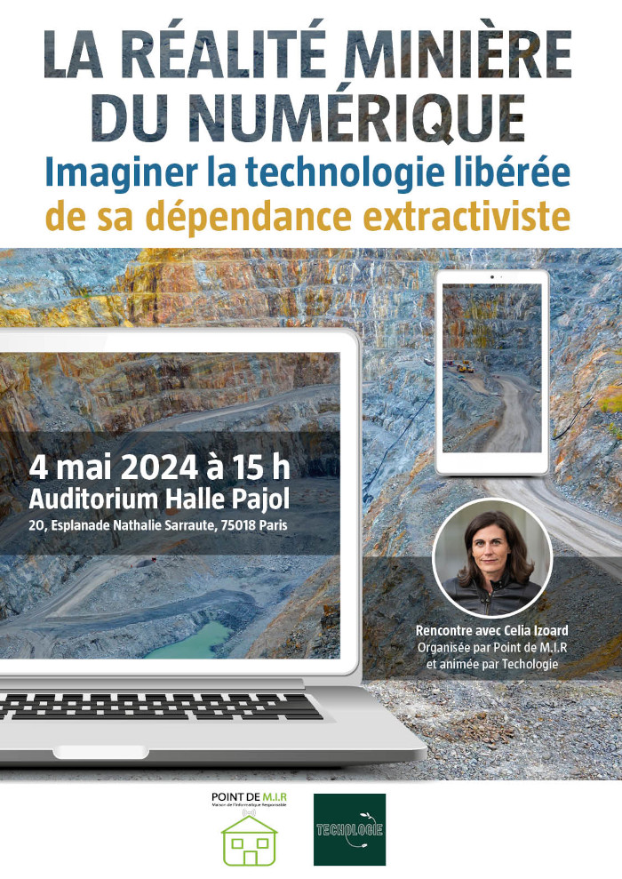La réalité minière, rencontre avec Celia Izoard le 4 mai 2024 à 15h à la Halle Pajol, 20 esplanade Nathalie Sarraute, 75018 Paris